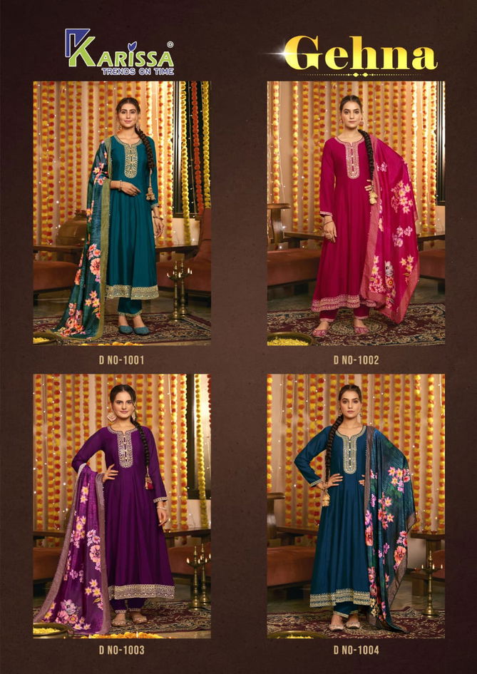 Gehna By Karissa Sequence Work Vichitra Silk Readymade Suits Wholesale Shop In Surat